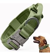 Tactical Dog Collar, Adjustable Military Training Nylon Dog Collar with Control Handle and Heavy ...