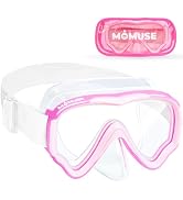 MOMUSE Kids Swim Goggles with Soft Fabric Strap, Diving Mask with 3D No-Leak Nose Cover, Anti-Fog...