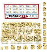 428pcs Brass Threaded Inserts Assortment - M2 M2.5 M3 M4 M5 Durable, Multi-Size Knurled Nuts for ...