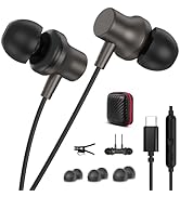 Jiunai USB C Wired Earbuds with Mic Magnetic in Ear Type C Headphones Noise Isolating Volume Cont...