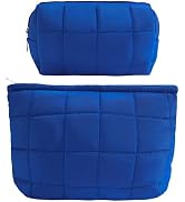 LYDZTION 2Pcs Puffy Makeup Bag Cosmetic Bag for Women,Quilted Makeup Bag Checkered Makeup Bag Mak...