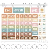 JarThenaAMCS Boho Flip Calendar for Classroom Boho Calendar Bulletin Board Set with 68 Cards & Ad...