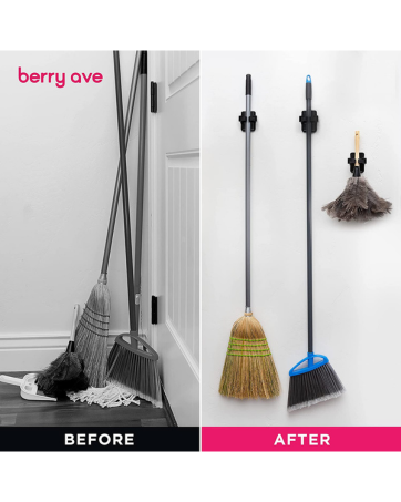 berry ave storage and organization broom holder grippers mop hanger drawer dividers separators