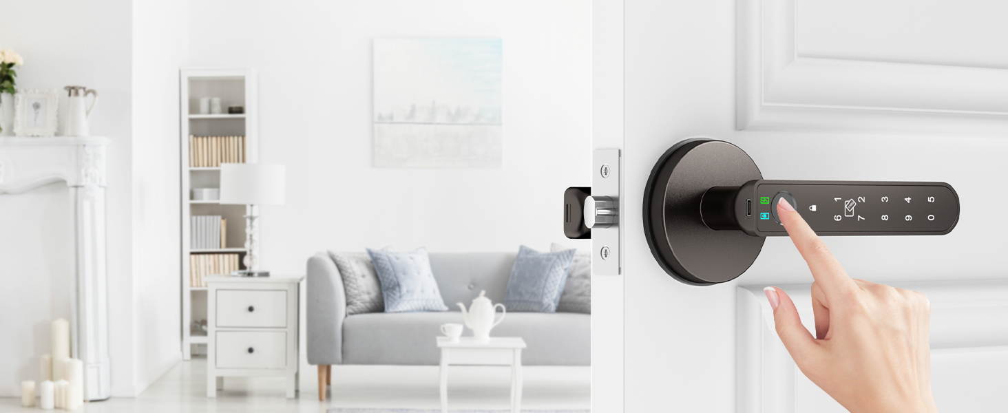 Smart handle door lock grey