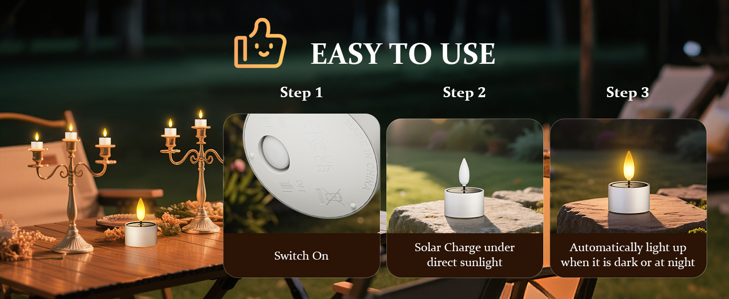 led flameless flickering fake electric battery tealight candles dusk to dawn sensor