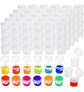 ZEAYEA 100 Strips 600 Pots Empty Paint Pots, Mini Paint Storage Cup with Lids, 5ml/ 0.17 oz Plast...