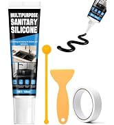 JAOJAO Black Silicone Caulk, Waterproof Black Caulk with Scraper and Sticker, Fast-Curing for Bat...