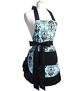 G2PLUS Mothers Aprons for Women with Pockets, Extra Long Ties, Vintage Damask Apron, Perfect for ...