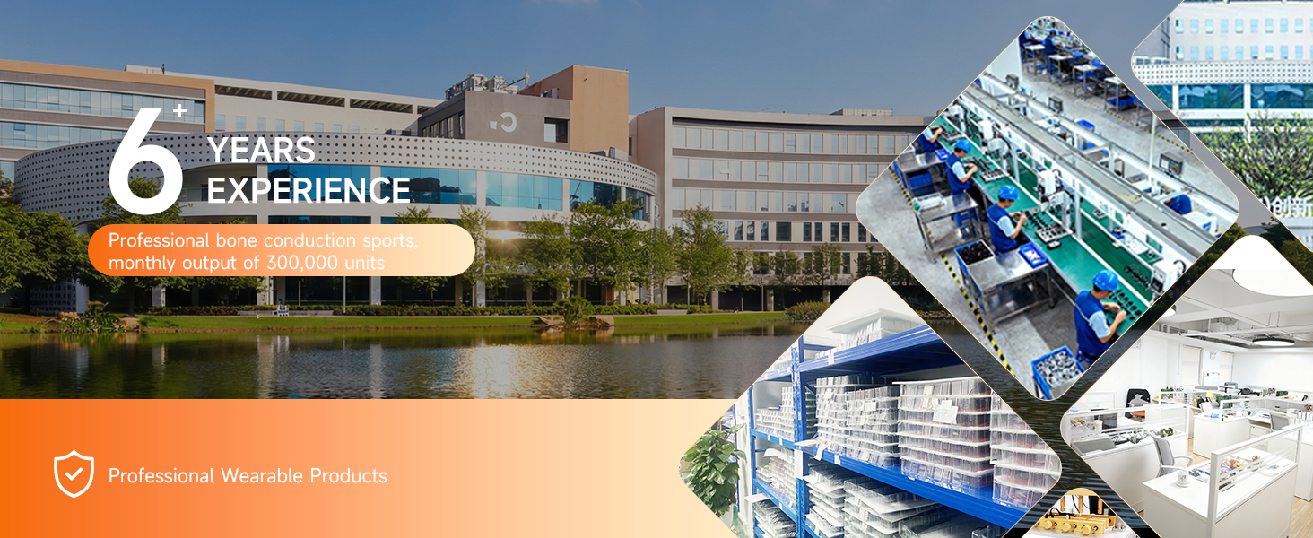 Text reads "6 YEARS EXPERIENCE" and "We Believe in Quality Goods". Industrial waterfront facility with blue equipment, orange and white banner overlay, and service/warranty branding.