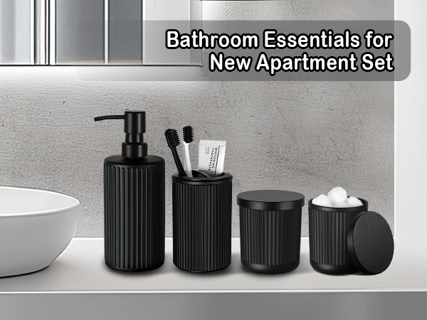 bathroom accessory set black