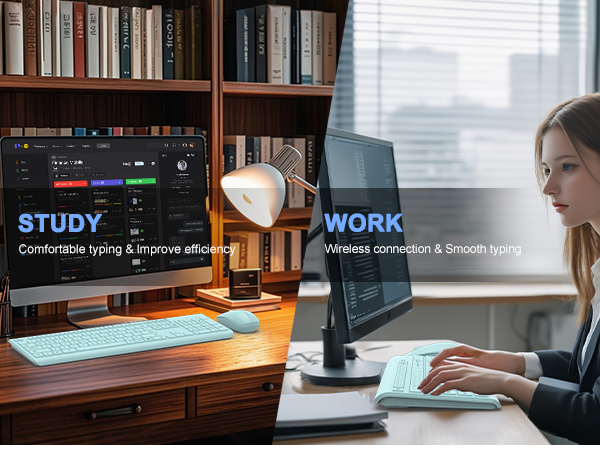 Wireless Keyboard and Mouse Combo Full Size Silent Ergonomic Keyboard Mouse Cordless Mouse Keyboard