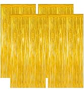 4 Pack 2025 Graduation Party Decorations, 3.28 x 7.05 Feet Gold Grad Curtains, Metallic Gold Back...