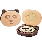 AhfuLife Baby Tooth Keepsake Fairy Box Holder with Lanugo Bottle, Wooden Panda Shape Keepsake Box...