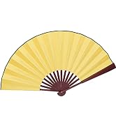 HONSHEN Chinese Fan Folding Fan Hand Fans with Traditional Chinese Arts 13inch (Yellow)