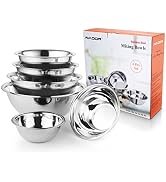 AVADOR Premium Stainless Steel Mixing Bowls, Set of 6 Brushed Stainless Steel Mixing Bowl Set, Ea...