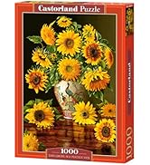CASTORLAND 1000 Piece Jigsaw Puzzle, Sunflowers in a Peacock Vase, Christopher Pierce