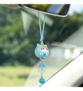YGMONER Lucky Cat Car Hanging Ornament, Cute Rear View Mirror Charm for Women, Gifts for Friends