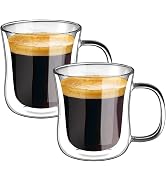 ecooe Espresso Cups 4 Oz Double Walled Glasses Coffee Mugs Set of 2, Clear Glass Coffee Cups with...