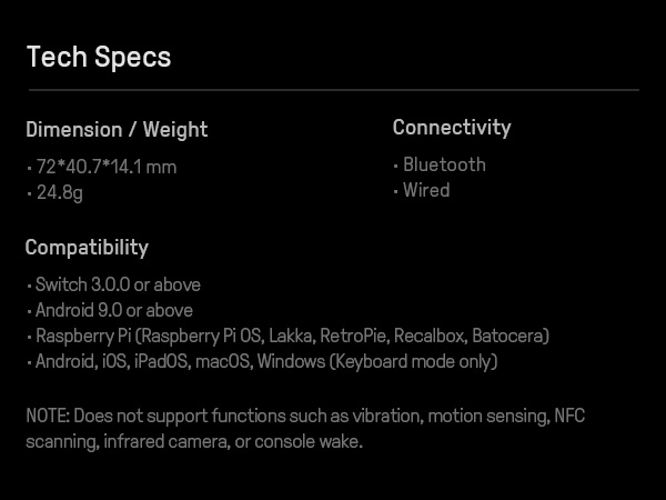 Pocket-sized Mini Controller for Switch, Android, and Raspberry Pi, Support Keyboard Mode
