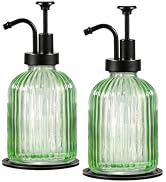 SheeChung Green Glass Soap Dispenser, 12 Oz Liquid Hand Soap Dispenser with Pump, Refillable Loti...