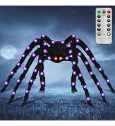 6.6Ft Halloween Decoration Light-Up Spider - 50 LEDs Giant Halloween Spider Decoration with Remot...