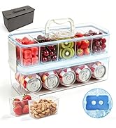 HestiaSnax Snackle Box Container with 2 Ice Packs, Double Layer 10-Compartment Divided Serving Tr...