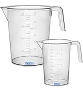 Terbold 1 Liter & 2 Liter Pitcher (Pack of 2) | Durable Clear Plastic Graduated Measuring and Mix...