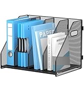SUPEASY Binder Organizer, Magazine File Holder with 4 Vertical Compartments Rack, Metal Desk File...