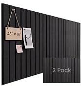 Woovio Felt Bulletin Board 48"×16" Cork Board Alternative Black | 2 Pack Office Pin Board with 30...