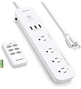Syantek Remote Control Power Strip with 3 USB Ports, 3 RF Controlled Outlets, 5 FT/1.5 Meter Long...