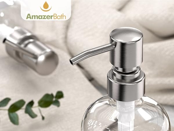 Soap Dispenser 2 Pack Glass Soap Dispenser with Pump Stainless Steel Soap Dispenser Bathroom