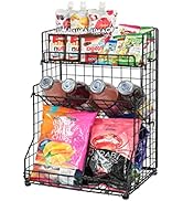 X-cosrack 3-Tier Snack Organizer Rack Bins with Adjustable Tilting Design for Pantry Storage,Meta...