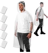 ANYOO Disposable Rain Poncho for Adults Waterproof Emergency Raincoat Lightweight Packable for Ou...