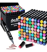 AenArt Alcohol Markers Set, 80 Color Dual Tip Art Drawing Markers, Artist Pens with Organizing Ca...