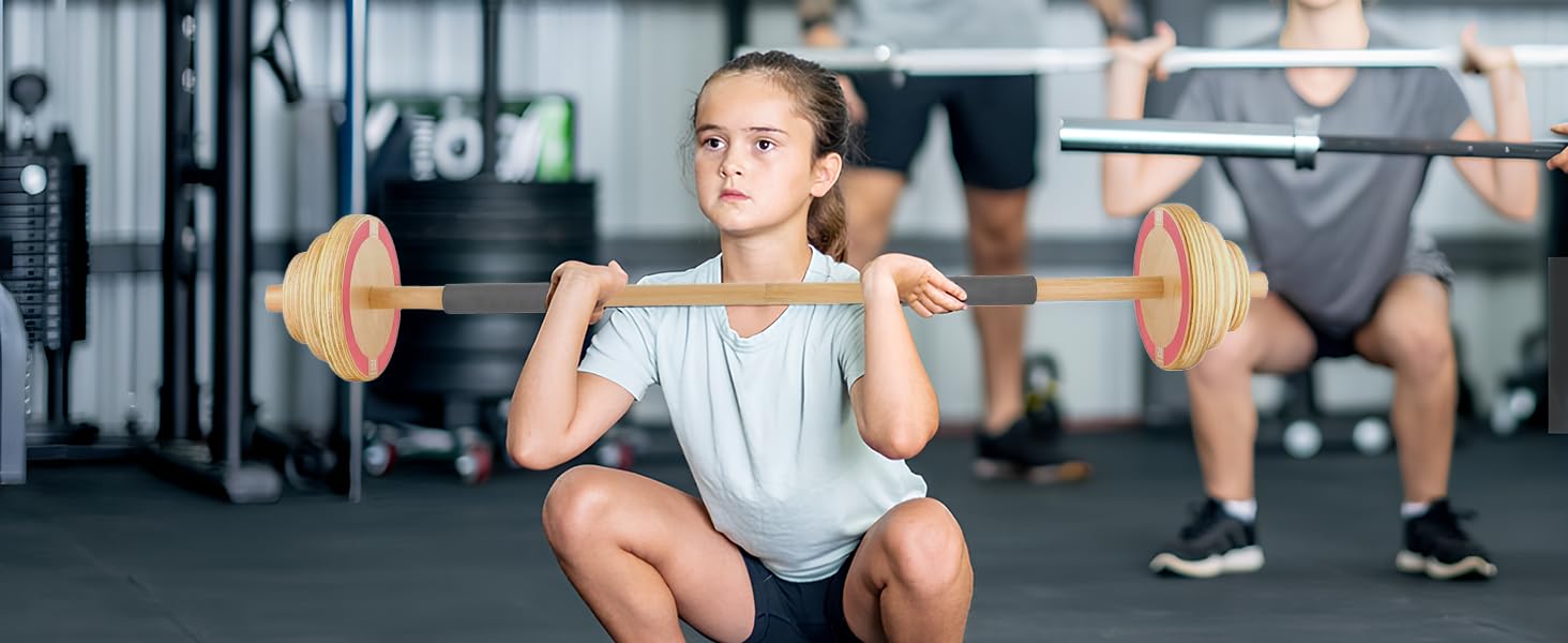 Kids Wooden Workout Play Weights Set
