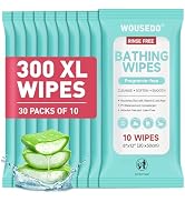 Bathing Wipes No Rinse for Adults, Shower Wipe - Extra Thick & Large Body Cleansing Wipe for Elde...