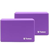 Tumaz Non-Slip Yoga Blocks 2-Pack - High Density/Lightweight EVA Foam & Natural Cork for Stabilit...