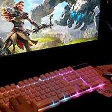 Gaming Keyboard RGB USB Wired Keyboard Designed for PC Gamers, PS4, PS5, Laptop, Xbox, Orzly pink