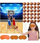 PLULON Basketball Party Game for Kids Pin The Basketball on The Hoop Game Basketball Poster with ...