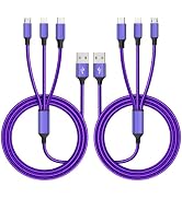 Firsting Multi Charging Cable(2Pack 4FT), Nylon Braided 3 in 1 Universal Charger Cable Multiple C...