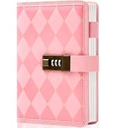 CAGIE Diary with Lock for Girls Women Pink Vintage Journal with Lock Refillable Leather Locked Di...