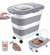 DDMOMMY 23-25 Lbs Airtight Dog Food Storage Container,Collapsible Dog Food Container with Lid,Whe...