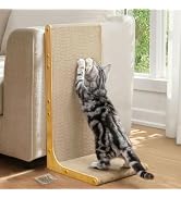 Conlun Cardboard Cat Scratcher, 23" L-Shaped Scratch Pad, Vertical Wall-Leaning Scratching Board ...