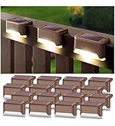 DenicMic Solar Deck Lights Outdoor 16 Pack Step Solar Lights Waterproof for Patio Fence Step Yard...