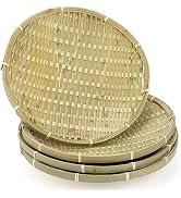 ZENFUN 4 Packs Bamboo Basket Tray, 12 In Round Hand Weave Bread Baskets for Serving, Woven Fruit ...