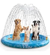 ALL FOR PAWS Splash Pad for Dogs, Outdoor Water Play Dog Sprinkler, 59" Anti-Slip Dog Pool for Do...