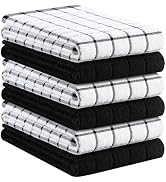 Kitinjoy Premium Kitchen Towels (16"x 28", 6 Pack), Large 100% Cotton Terry 390 GSM Kitchen Hand ...