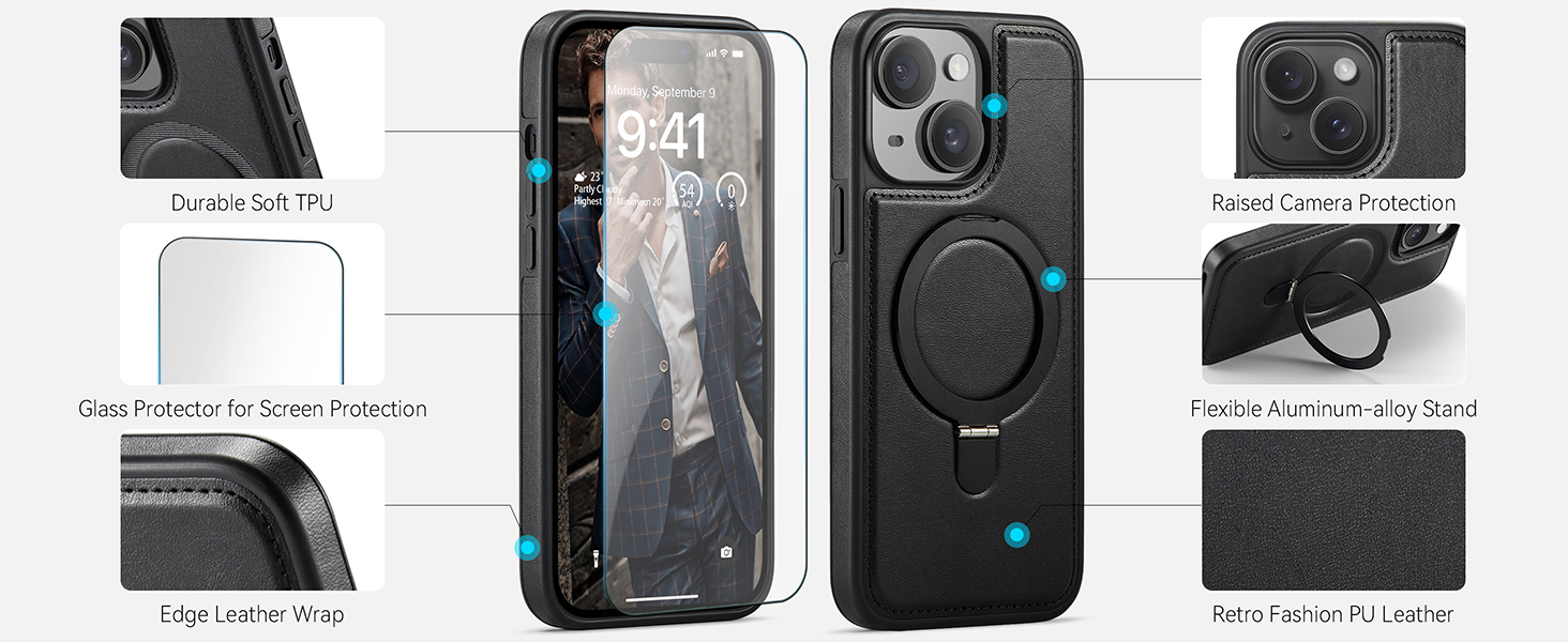 case with stand pu leather compatible with magsafe