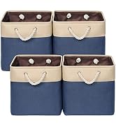 Univivi Collapsible Baskets with Handles Set of 4,Large Fabric Storage Basket for Shelves,Bedroom...