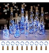 Brightown Wine Bottle Lights with Cork - 10 Pack 7ft 20 LED Battery Operated Cork Lights, Waterpr...